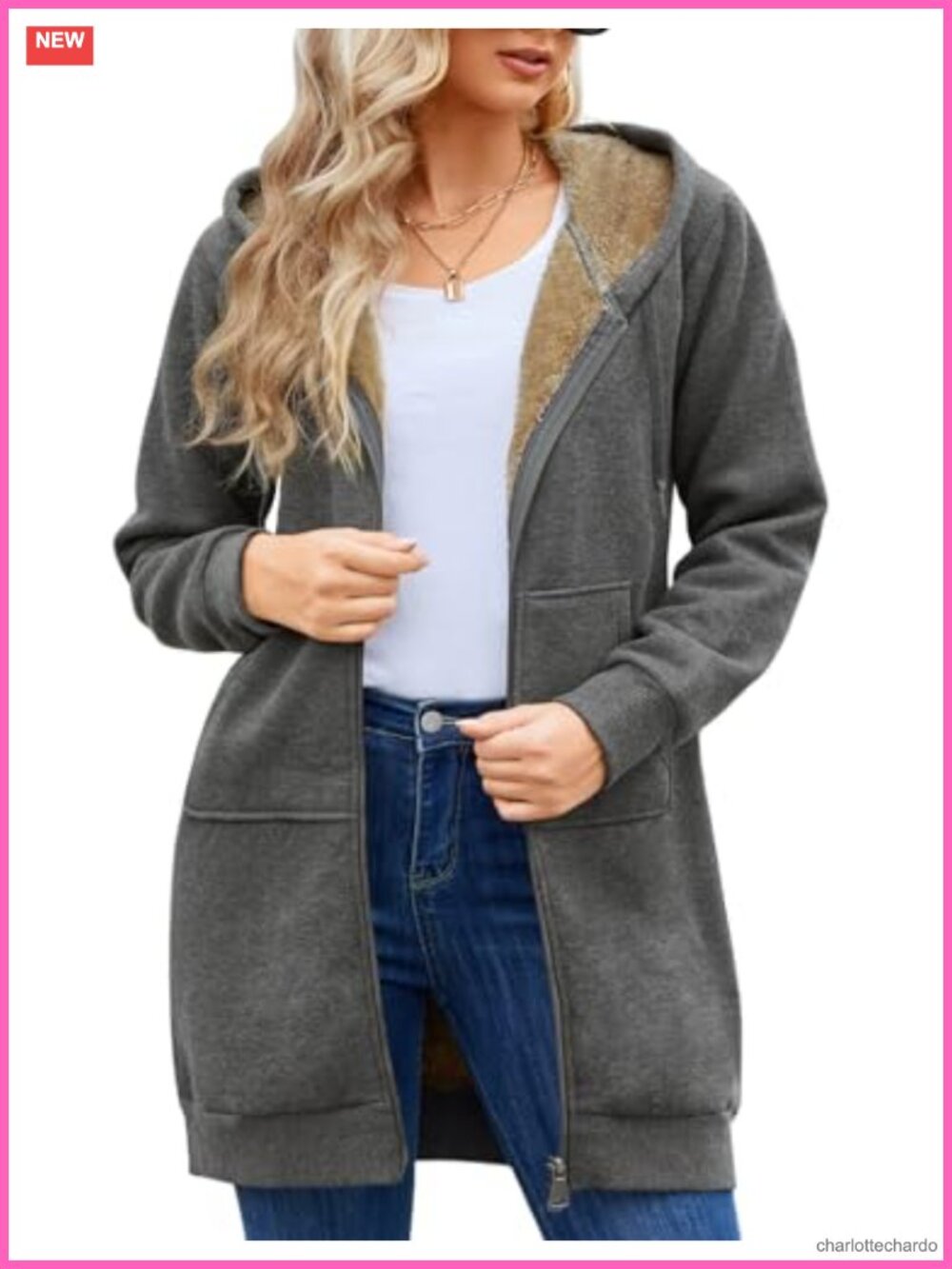 Women's Plus Size Long Fleece Zip Up Hoodie Winter Warm Casual Soft Lounge